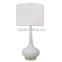 mass products modern glass table lamp with purple lampstand and white fabric shade for bedside decorative