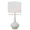 popular in Russia modern style mercury glass lamp with glass lampstand and white barrel fabric shade