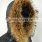 women polyester fabric duck down feather diamond puffer quilted real fur hooded jacket