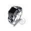 11MM Stainless steel vintage antiqued silver AAA black zircon ring fashion ring steam punk jewelry 6240012