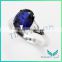 Party Gift 925 Sterling Silver Blue Oval Cut Corundum Ring Wedding Rings