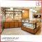 Customized wooden glass bread chocolate display showcase rack shelf counter cabinet for bakery