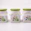 Set of 3 flower printed ceramic kitchen storage spice containers jar