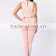 korean fashion women Gym clothing Women suit Crop Top & High Waisted Striped Pant sports wear