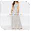 New Japanese Free Prom Silver Sequin Tube Maxi Chiffon Dress