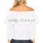 Wholesale Women Apparel Ruffled White Simple Cotton Top(DQE0403T)