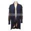 Women's Striped Maxi Cardigan With Extra-large Shawl Collar And Long Sleeves
