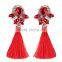 Bohemian jewelry rhinestone gems with long colorful tassel charms earrings for women