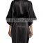 Contrast-Trimmed silk kimono robes night gown satin bathrobe