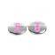 Zinc Based Alloy Spacer Beads Flat Round Silver Tone Pink Ribbon Enamel