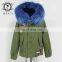 ladies winter overcoat army green parka real fox fur with hood