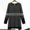 womens round neck stitching plain base T-shirt 2017 spring new loose long ladies blouse