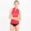 Hot sale womens Anti UV comfortable high neck red sleeveless zip rash guard