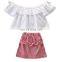 Summer Girls Clothes Sets Children's Clothing Fashion Girl Shirt Black Top+Striped Pants Suits 2019 Kids Clothing 2pcs