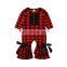 Christmas Baby Girl Romper Newborn Ruffle Black Red Plaids Jumpsuit with Bowknot for 0-2T