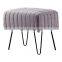 Modern home use stool tufted velvet ottoman stool with metal legs living room pink ottoman