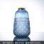 Hot Selling Handmade Set of Three Blue Glass Vase Decorative Flowerpots Cone Cylinder Other Home Decor