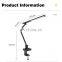 Stepless Dimming Metal Swing Arm Desk Light 3 Modes 45 Minutes Timer Clip Light Charge Table Lamp With Long Arm