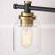 Black Vintage Bathroom Vanity Light Fixtures Over Mirror Glass Globe Wall Lamp 3 light