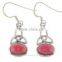 Garnet Stone Celtic Trinity Silver Earrings, e300