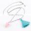 Hot sale simple jewellery pink natural stone pendant tassel charm necklace