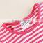 (h6071y)Salmon 2-6Y new model girl dress flower baby girl summer dress stripe girls floral print dress with short sleeves