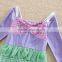 (LG008) purple/green Neat children fancy dresses latest frock designs children party princess dress wedding wear kids