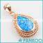 Factory Directly Big Pure Blue Drop Opal Sterling Silver Necklace Pendant