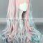Costume long deep wave wigs with multi color two ponytails wig N380