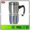 Eco-friendly Silver 14 oz double wall insulated stainless steel mug with handle