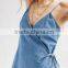 Women's Soft Slim Fit Sleeveless Blue Denim Beach Dress