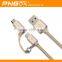 PNGXE fast charge usb extension double sided micro usb data cable for samsung and for iphone 2in1 mobile phone charger cable