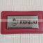 Metal plate overcoat leather label with color varnish