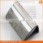 Double swtichs opening PU leather card case holder with stainless steel strip and magnetic closure