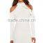 Women Frill Cold Shoulder Long Sleeve Mini Short Bodycon Club Dress White