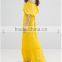 fahion style plain off-shoulder slash neck tiered skirt maxi dress womens newest linen dress