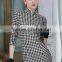 Fashion Design Ladies Houndstooth Dress Slim Fit Stand Collar Bodycon Dress