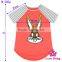 Wholesale Unisex Fashion 100% Cotton Easter Bonny Rabbit Children Kid Stripe Short Sleeve With Sequins T- shirt