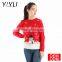 2017 christmas pullover Fashion winter jacquard plain knit pattern christmas jumper sweater for woman