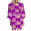 Wholesale kimono Style Bridesmaid robe knee length cotton floral robe FR0018