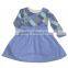 OEM winter printed round neck soft denim cotton frocks design girl dress