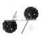 Earring Findings Ear Studs Round Antique Silver Black Pave Bling Rhinestone 10.0mm, 5Pairs