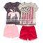 summer national flag printing short sleeve kids suits