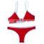 New Bikini 2019 Swimsuit Red Sexy Brazilian Low Waist Mini Bikini Set Push Up Solid Color Two Pieces Beach Bathing Suit Monokini