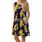 Modest plus size women clothing casual sleeveless floral maxi dress