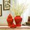 Hand Made Modern Simple Storage Jar Jingdezhen Red Ceramic Vase With Lid For Hallway Decor