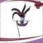 nice cheap plastic feather face party masks with stick