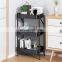 Space saver 3 tier foldable storage shelf utility hotel office organizer rack kitchen trolley cart with lockable wheels