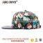 Flat leather bill custom made blank flower 6 panel snapback hat