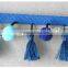 Newest design handmade 4.5cm width beaded pompom fringe wholesales